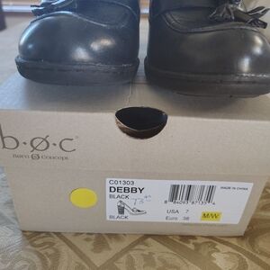 Women's Born Black Leather Heeled Oxford Size 7 Excellent Condition Y2K Chunky